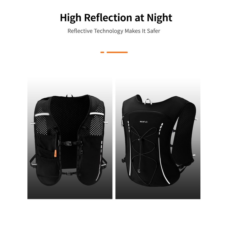 ECOHUB Lightweight Running Hydration Vest, Reflective Hydration Backpack with 2L