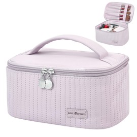 Yuilgdo Makeup Bag Travel Cosmetic Bag, Large Capacity Makeup Organizer Bag and Storage, Portable PU Leather Pouch Toiletry Bag Make up Organizer, Cosmetic Bags for Women