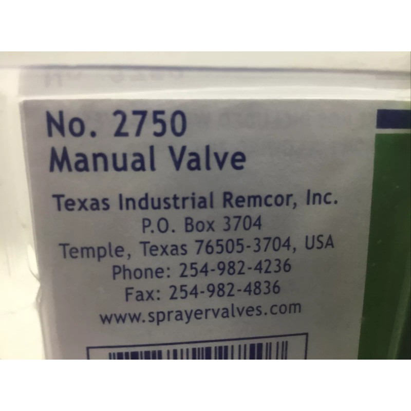 Texas Industrial Remcor TIR 2750 2-Way Manual Valve 10 gpm