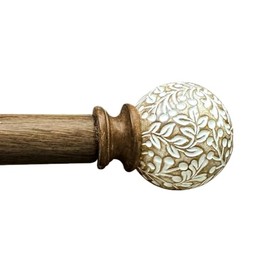 Wood Curtain Rod For Windows 16 to 88 Inch, 1Inch Adjustable Curtain Rod, Brown Wood Grain, Farmhouse Rustic Heavy Duty Curtain Rod