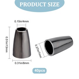 GORGECRAFT 40PCS Metal Bell Stopper 4x7x13mm Conical Cord Rope Locks Fastener Ends Zipper Pull Ends Toggle Clip Cone Cord Lock for Lanyard Backpack Bag Clothing, Gunmetal