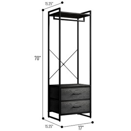 Sorbus Clothing Rack with Drawers - Clothes Stand Dresser - Wood Top, Steel Frame, & Fabric Drawers - Tall Closet Storage Organizer - Stand Alone Garment Rack for Hanging Shirts, Dresses, & Jackets