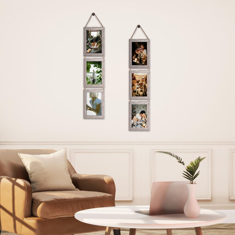 4x6 Picture Frames Collage Rustic, 3 Openings 4 x 6