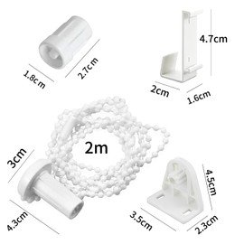 GisWell Set of 2 Brackets for Roller Blind, 17 mm Roller Blind Bracket, Window Bracket, No Drilling Required, with Roller Chain, Roller Blind Fittings, Replacement Parts for Blackout Roller Blind,