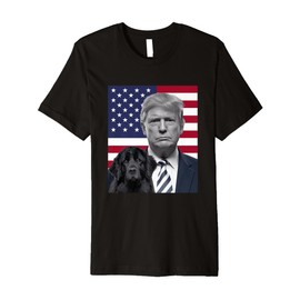 Funny Trump And Newfoundland Dog USA Flag Election 2024 Vote Premium T-Shirt