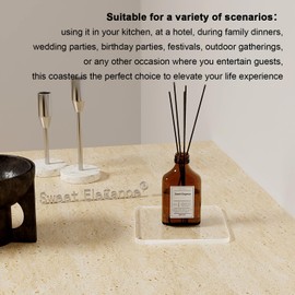 Sweet Elegance Acrylic Coaster, Rectangular Bar Drink Coaster, Clear Square Shaped Coffee Cup Coaster, for Tabletop Protection and Accessories Display Durable Decorations for Home Festival (Clear)