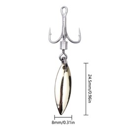 Pack of 10 Willow Blade Lures, Gold Steel Fishing Spinner Willow Blades Bait Kit with Treble Hooks, Tail Spinners Lures Set for Freshwater Saltwater Fishing, 4#