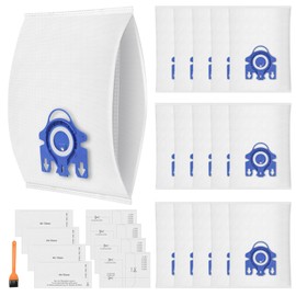 16 Pack 3D Airclean Dust Bags Compatible with Miele GN Vacuum Cleaner Bags for Classic C1 Complete C2 Complete C3 S2 S5 S8 S400 Series with 4 Motor Protection Filters, 4 Exhaust Filters