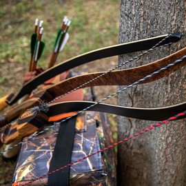 Deerseeker Flemish D97 Bow String Handmade Twist Bowstring 16 Strands 54-70 inches Fast Flight for Traditional Longbow Recurve Bow Replacement Archery Accessories