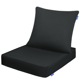INFBLUE Deep Seat Cushions, Outdoor Cushions, Patio Furniture Cushions, Deep Seat & Back Cushion Patio Cushions with Rmoveable Cover for Backyard Couch Sofa Fade Resistant (19x19x3 in, Black)