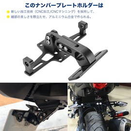 License Plate Stay, License Plate Holder for Motorcycle, Fender Eliminator Bracket with LED Light, Angle Adjustable, Universal Type, Black