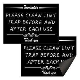 Please Clean Lint Trap Sign,Magnetic Clean Lint Bin Reminder Sign for Dryer, VRBO Airbnb Essentials for Hosts-2 Pack,7X5 in