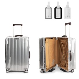 Chostky Suitcase Cover, Clear PVC Luggage Protector, Transparent Luggage Cover with 3 Luggage Tags, Waterproof Luggage Protection Cover Without Removal for Suitcases, Cycling Luggage, transparent