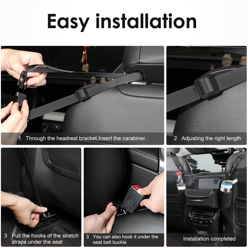 Sancaral Leather Car Seat Organizer for Handbag/Purse – Fits Between