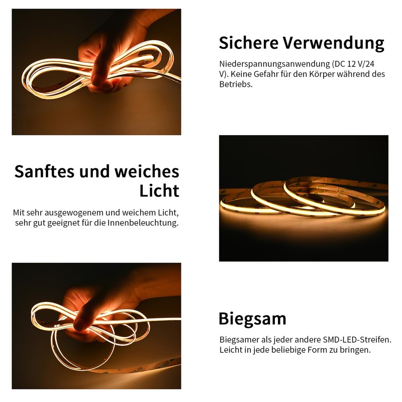 THUNGCIT COB LED Light Strips, Flexible, Super Bright LED Strips,