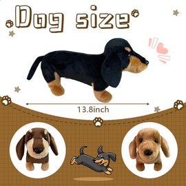 JUSTQUNSEEN Dogs Stuffed Animals,16”Dachshund Stuffed Animals Toys Plush Dog Stuffed for Kids,Girls,Boys,Pet,Soft Cuddly Plush Toy Realistic Dog Toys as Birthday Gift (Brown)