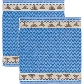 Kracht Terry Tea Towel Pack of 2 Cotton Blue Size 50 x 50 cm