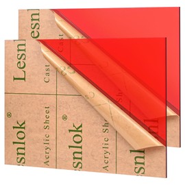 Lesnlok Red Acrylic Sheets - 1/8" Thick, 3mm, 2 Pack, 12"x16" Clear Red Plexiglass for Sign, Craft, Painting, Laser Cutting, DIY Display Projects