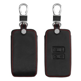 kwmobile Key Cover Compatible with Renault 4 Button Car Key Smart Key (only Keyless Go) - Faux Leather Car Key Fob Protector - Black/Dark Red