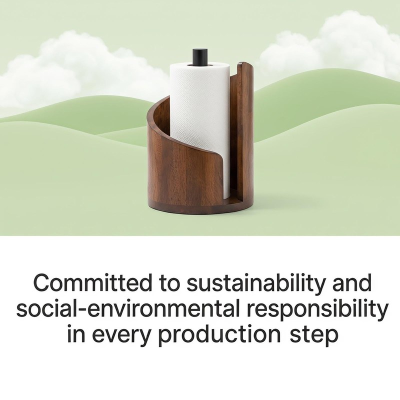 VANWYCHEN Wooden Paper Towel Holder(Brown), for Jumbo Rolls
