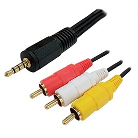 3A Company AVC-AV3530 4 Pole Mini to AV Converter Cable, φ0.1 inch (3.5 mm) - RCA x 3, Video Cable, 9.8 ft (3.0 m)