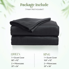 Simple&Opulence Cooling Duvet Cover Set Queen Size, 3 Pcs 100% Viscose Derived from Bamboo Hotel Luxury Silky Bedding Set, Breathable Soft Comforter Cover for Hot Sleeper with 2 Pillowcases(Dark grey)