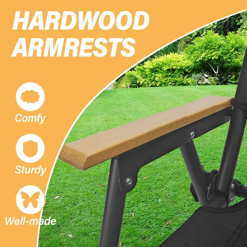 BESTHLS 2 Pack Folding Camping Chair, 600D Oxford with Wooden