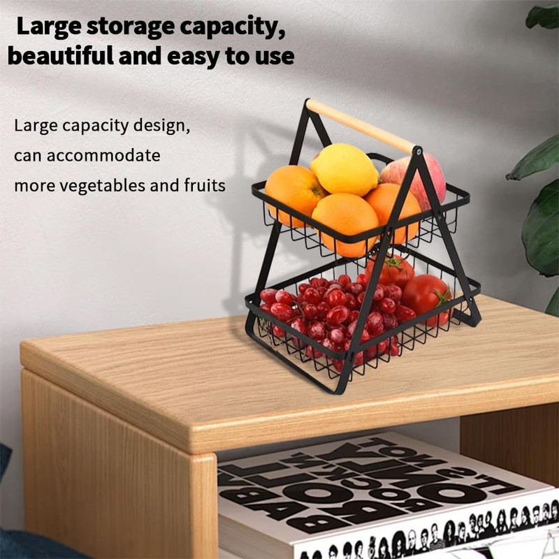 TOMVAES 2 Tier Fruit Basket for Kitchen Countertop Fruit Vegetable