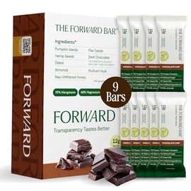 The Forward Bar – Chocolate Chip Protein Bar | Whole Food, Plant-Based, Gluten-Free, Dairy-Free, Non-GMO | 12g Complete Protein, High Fiber, Healthy Snack & Meal Replacement | Box of 9 Bars
