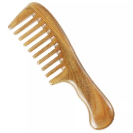 Onedor Handmade 100% Natural Green Sandalwood Hair Dentangler Wooden Combs  - Extra Wide Tooth