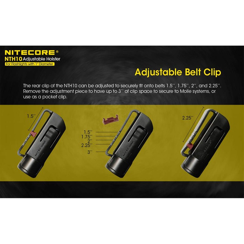 NITECORE NTH10 Adjustable Hard Holster for Flashlights with 1 inch