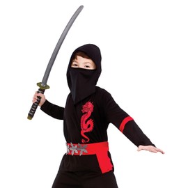 Kids Boys Black/Red Power Ninja Fancy Dress Costume (3-4 years)