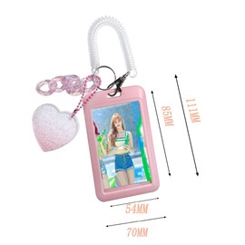11X7cm Acrylic Kpop Photocard With Keychain Set, Idol Card Holder for ID, Bus, Student - Pendant Keychain Badge Holder