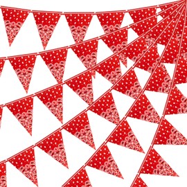 5PCS Western Cowboy Party Decorations, Pre-Strung Red Bandana Triangle Pennant Banners, 49FT Western Themed Garland for Wild West Rodeo Birthday Party Decor