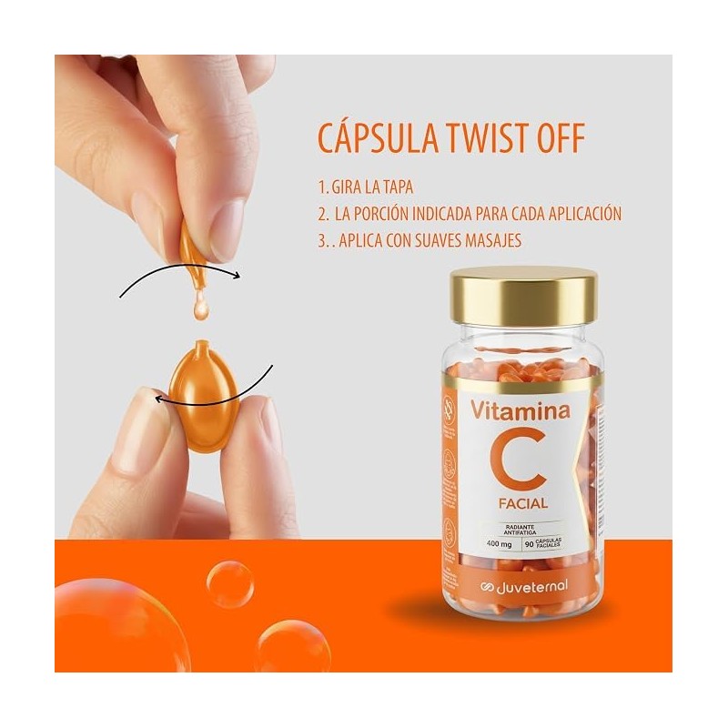 Cápsulas Faciales de Vitamina C 90 cápsulas Twist-Off Ilumina, Hidrata