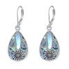 YAFEINI Sunflower Filigree Earrings Sterling Silver Abalone Teardrop Earrings Filigree