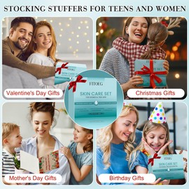 Skin Care Set for Teen Girls,Women Skincare Set,Hydrate,Oil Control,Pore Shrinking,Anti-Allergy Facial Travel Size Skin Care Kit for Girls 10-12 16-18,Christmas Stocking Stuffers for All Skin Types