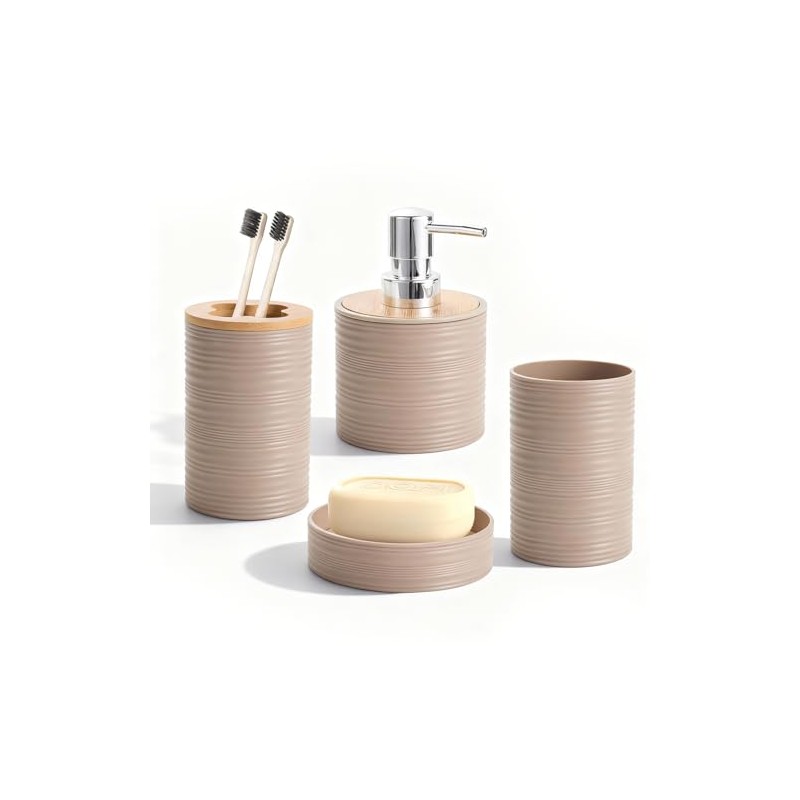 Accesorios para Baño juego 4 piezas, dispensador, soporte, vaso, jabonera
