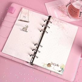 A6 Pink Refill Loose Leaf Paper, 80 Sheets, 6 Hole Notebook Refill for Binders,for Planner, Journal, Notebooks, Budget Organizer