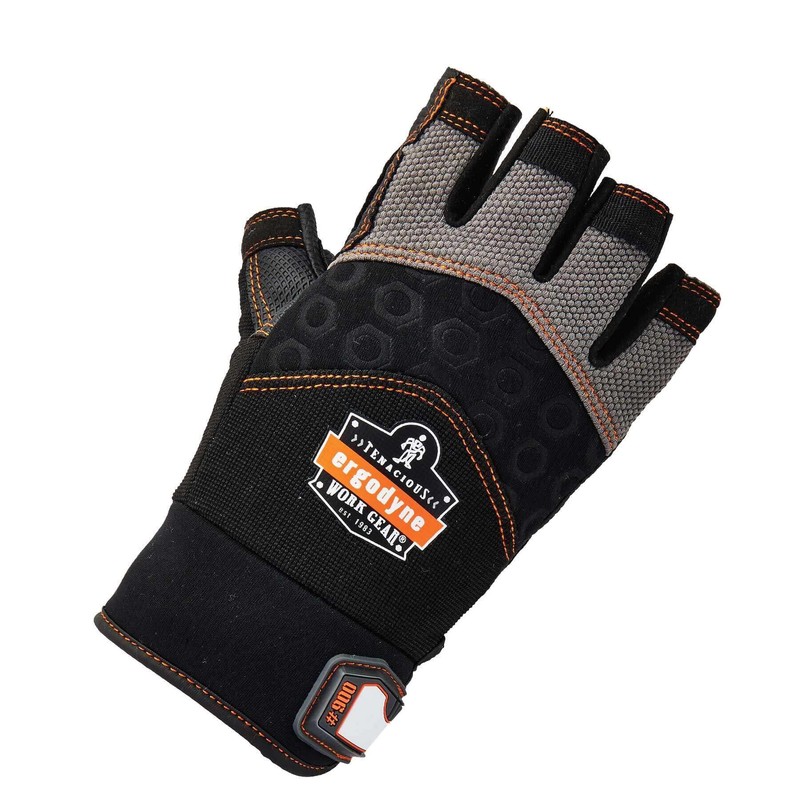 Ergodyne ProFlex 900 Impact Protection Work Gloves, Padded Palm, Half-Finger,