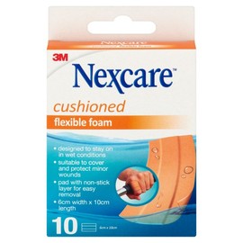 Nexcare Cushioned Flexible Foam Strips (6cm X 10cm) X 10