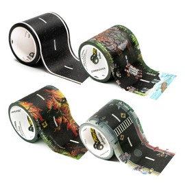 PlayTape Variety Pack Road Tape for Toy Cars - Sticks to Flat Surfaces, No Residue, 2 in. x 30 ft. Roll