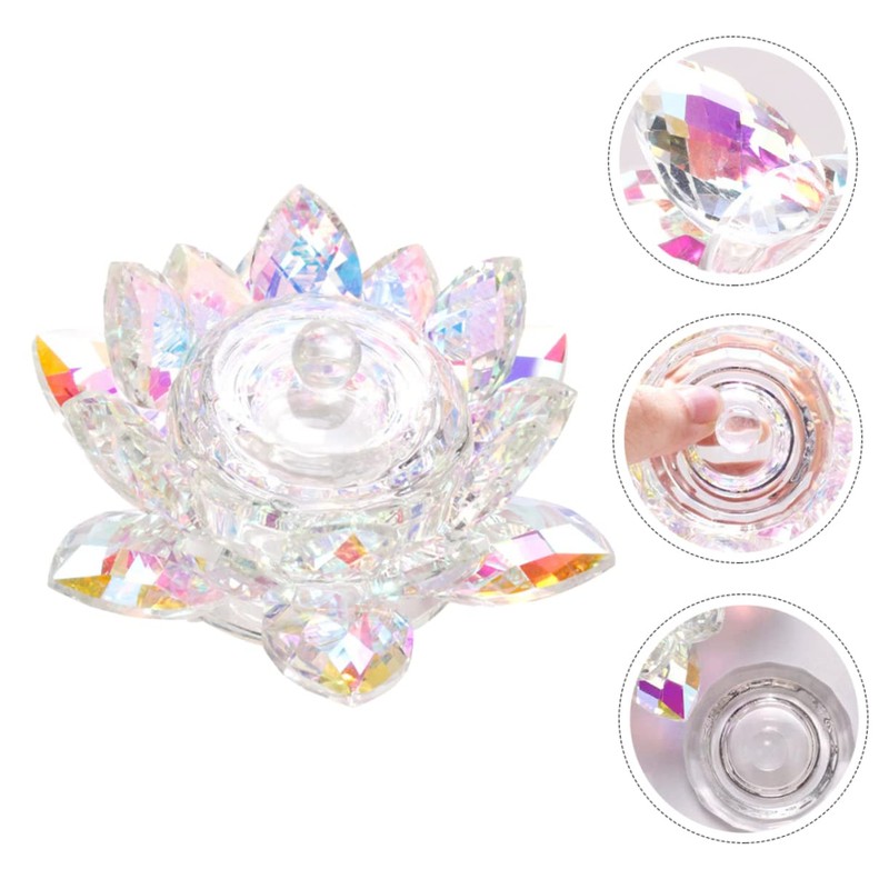 VICASKY Elegant Crystal Nail Art Wash Cup with Lid Lotus