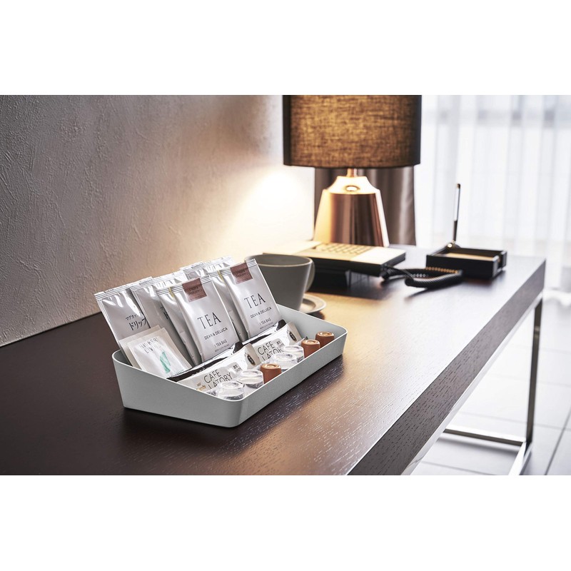 Yamazaki Home Tower Amenity Tray Wide L White, Large