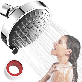 SOZOMO Cabeza de Ducha de Lluvia 4 Pulgadas,Ducha de Lluvia de Alta Presión,Ángulo Ajustable para Ducha de Baño,5 Configuraciones Fijo Lluvia,para Baño,Hotel etc (Plata)