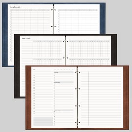 EMSHOI Undated Daily Planner - A4 Large to Do List Notebook Appointment Book for Productivity Time Management, with Hourly Planner Refills, Hardcover Binder Leather Journal - 240 Pages, 8.5x11