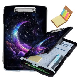 Multipurpose Clipboard with Storage Pattern (Crescent Moon) Design Heavy Duty Legal Size Enclosed clipboard with Storage, Ideal for Nurses clipboard Folder and Teachers,9.9 x 14.4 inch