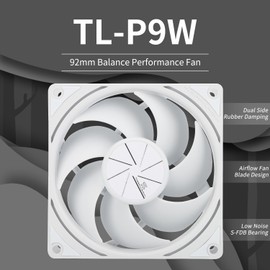 Thermalright TL-P9W CPU Fan, Computer Case Cooling Quiet 4PIN PWM PC Fan, High Performance 92mm Silent Cooler, 2200RPM Speed, CPU Cooling(White)