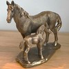 LEONARDO Horse Mare & Foal figurine aged bronze effect, Bronzed