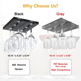 DESONAUT 2 Pcs Wine Glass Holder,Stemware Rack Punch-free Hanging Under Cabinet for Bar,Kitchen and Restaurant (Grey)